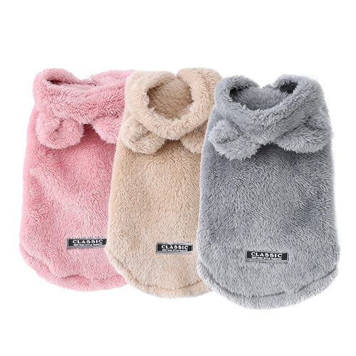 Cat Fleece Hoodie - Winter Warm Clothes for Small Pets