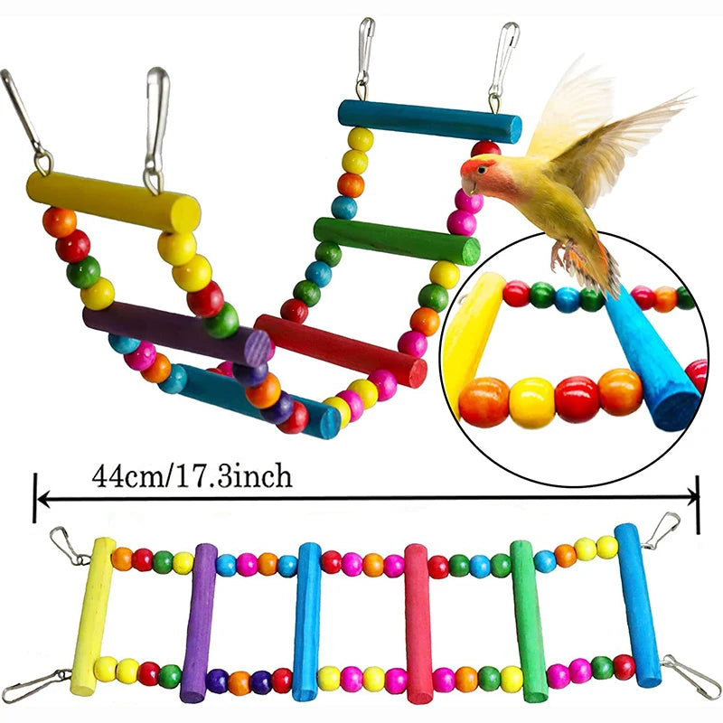 7-Piece Parrot Toy Set with Swing & Bells