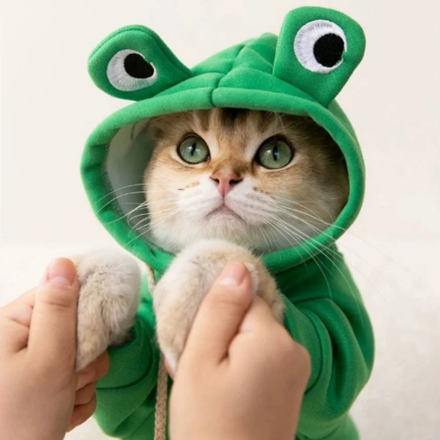 1PC  Cute Frog Design Dog/Cat Hoodie - Winter Warm Pet Hoodie with Velvet