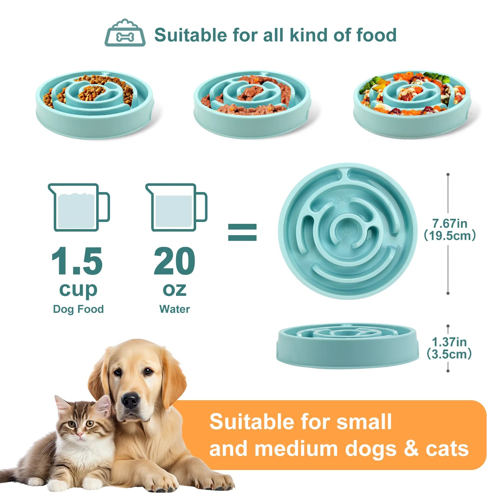 Pet Slow Feeder Bowl - Non-Slip & Durable