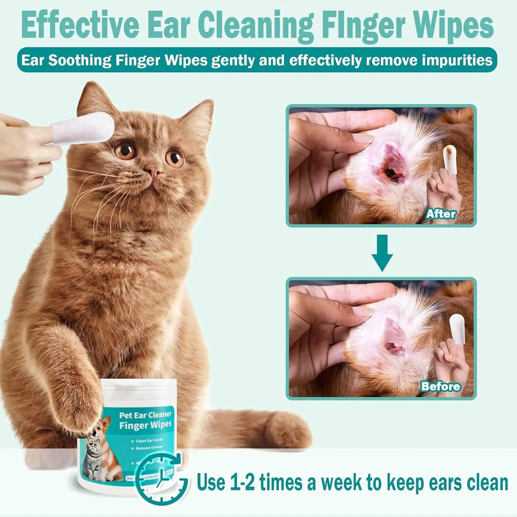 Pet Ear Cleaning Wipes - Soft Finger Pads
