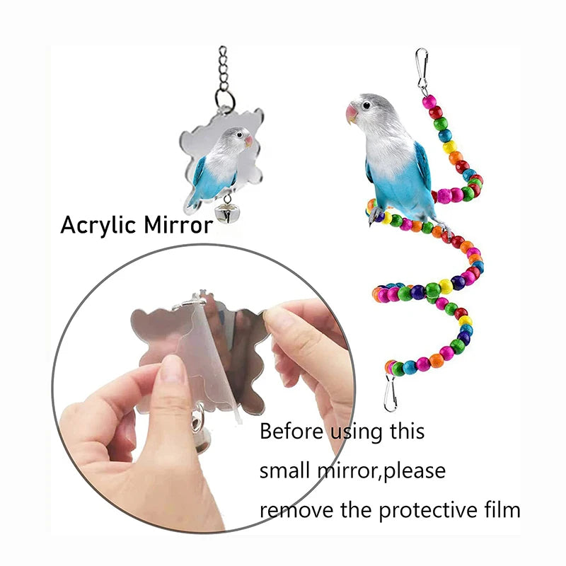 7-Piece Parrot Toy Set with Swing & Bells