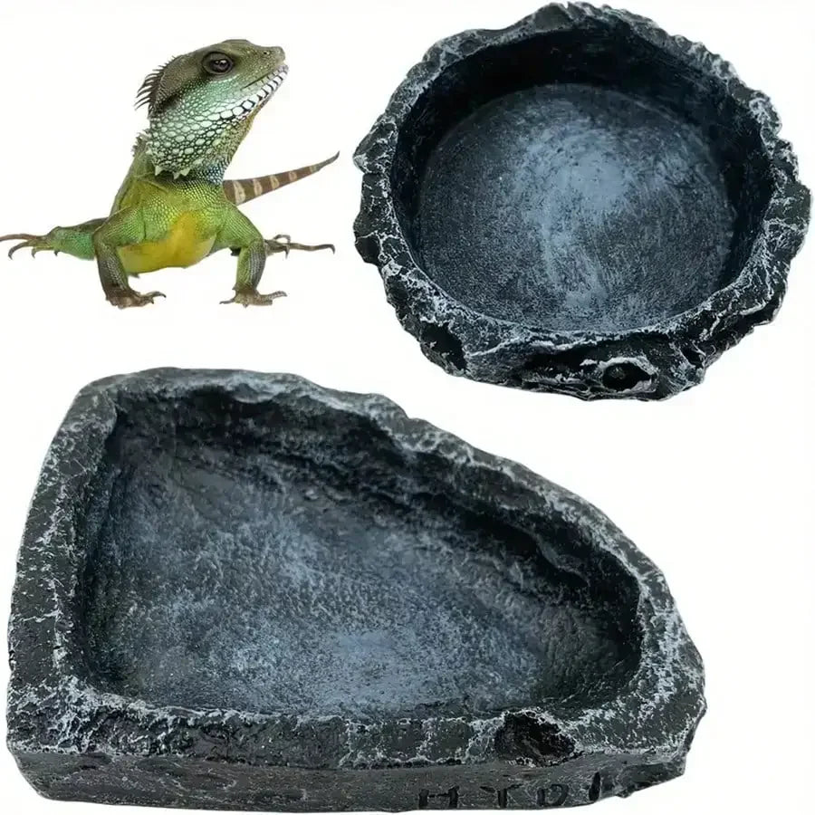 Realistic Stone-Like Reptile Feeding Bowl