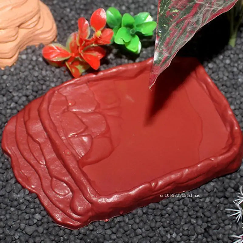 Turtle Water Dish with Anti-Slip Rock Ladder