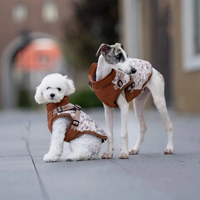 Winter Dog Jacket with Harness - Water Repellent & Reflective