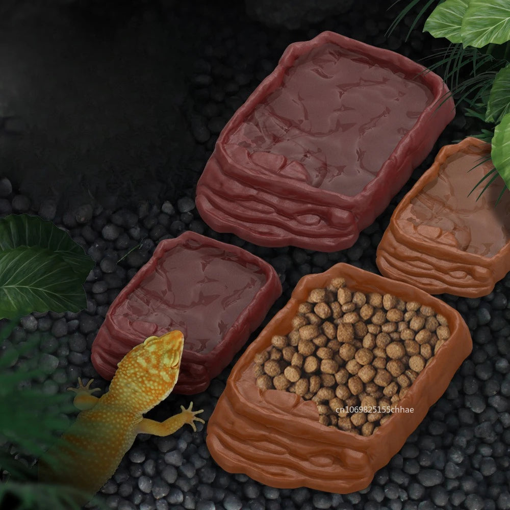 Turtle Water Dish with Anti-Slip Rock Ladder