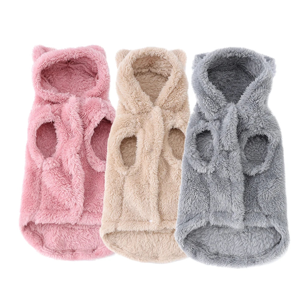 Cat Fleece Hoodie - Winter Warm Clothes for Small Pets
