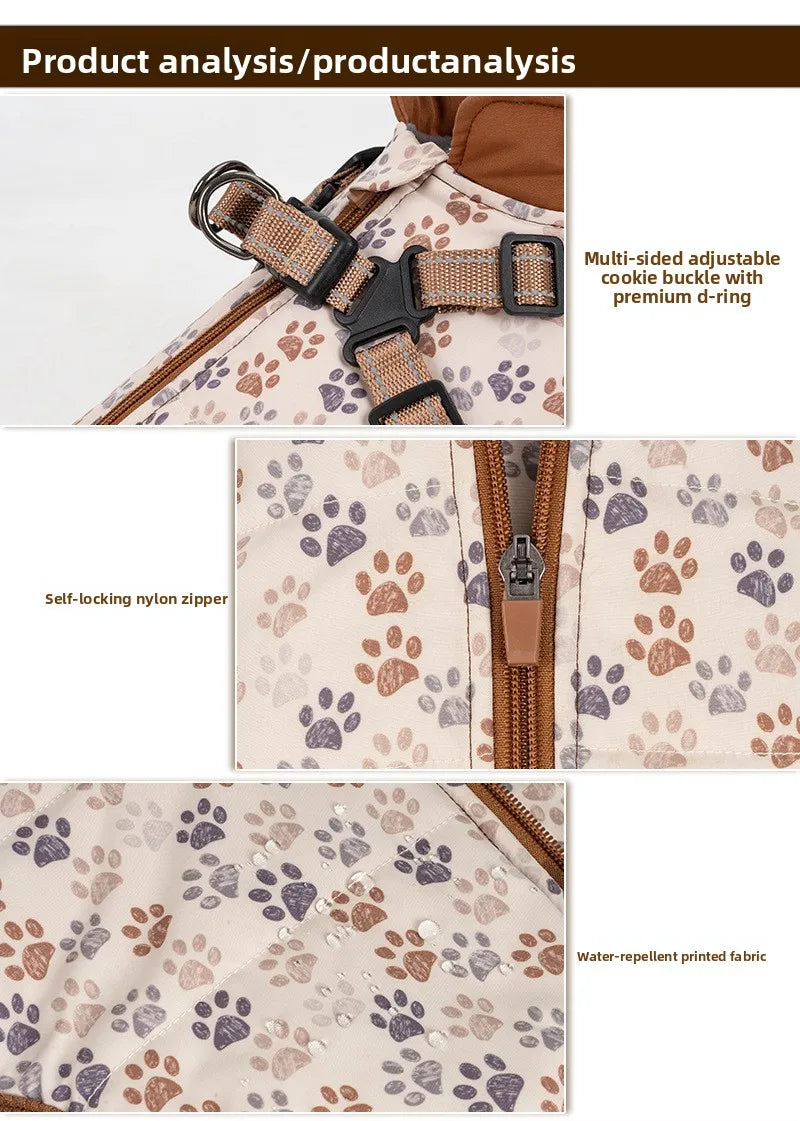 Winter Dog Jacket with Harness - Water Repellent & Reflective