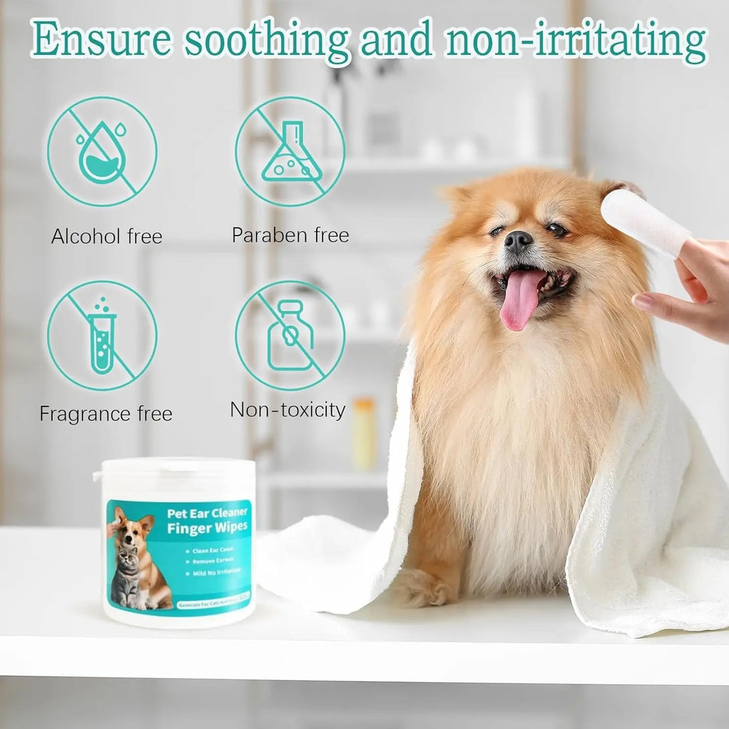 Pet Ear Cleaning Wipes - Soft Finger Pads