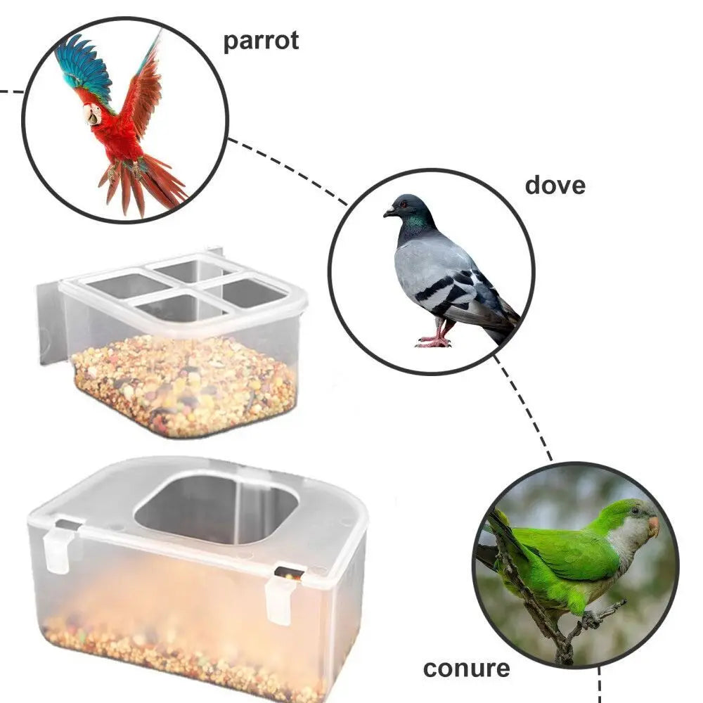 Bird Food & Water Box for Cage
