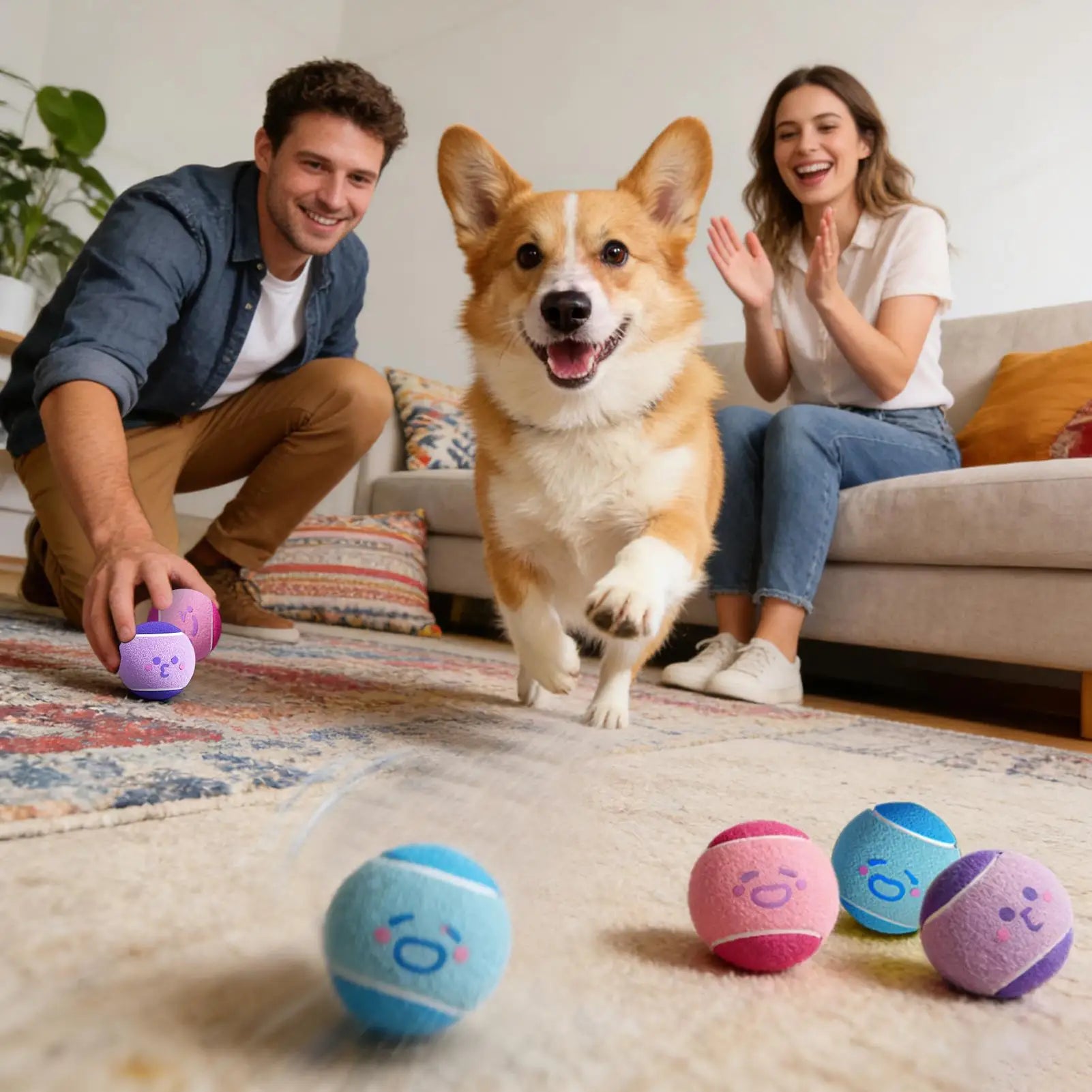 Dog Tennis Balls - 6 Pack Interactive Toy