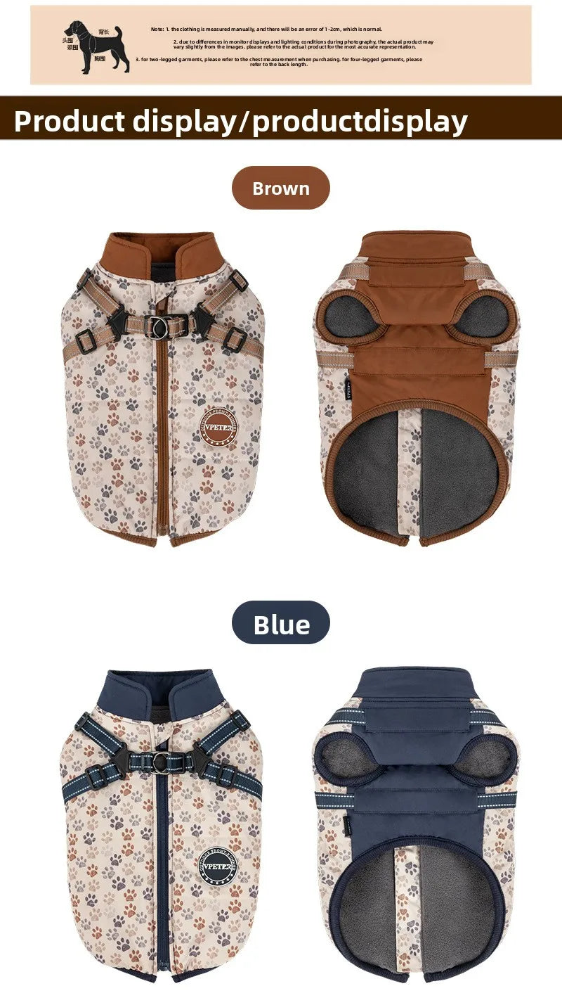 Winter Dog Jacket with Harness - Water Repellent & Reflective