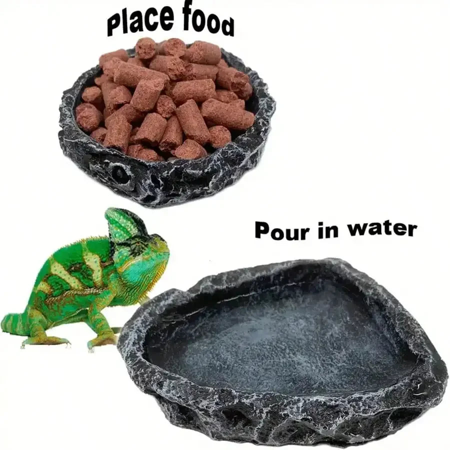 Realistic Stone-Like Reptile Feeding Bowl
