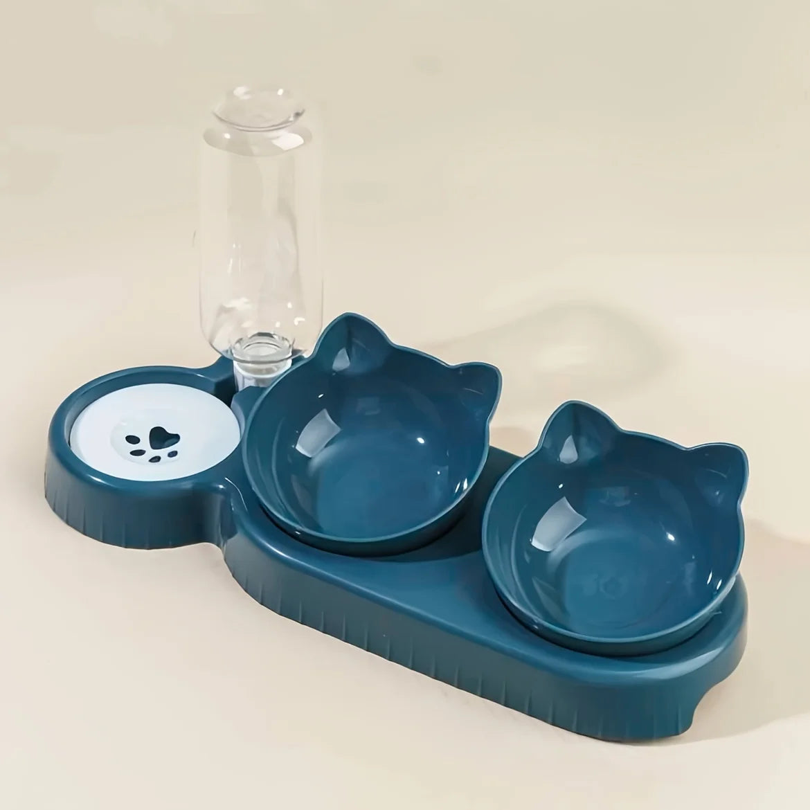 3-in-1 Cat Bowl Set - Tilted with Water Bottle