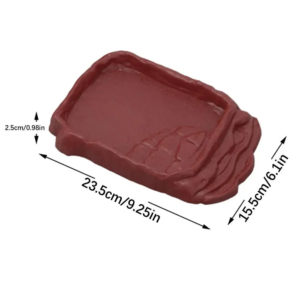 Turtle Water Dish with Anti-Slip Rock Ladder