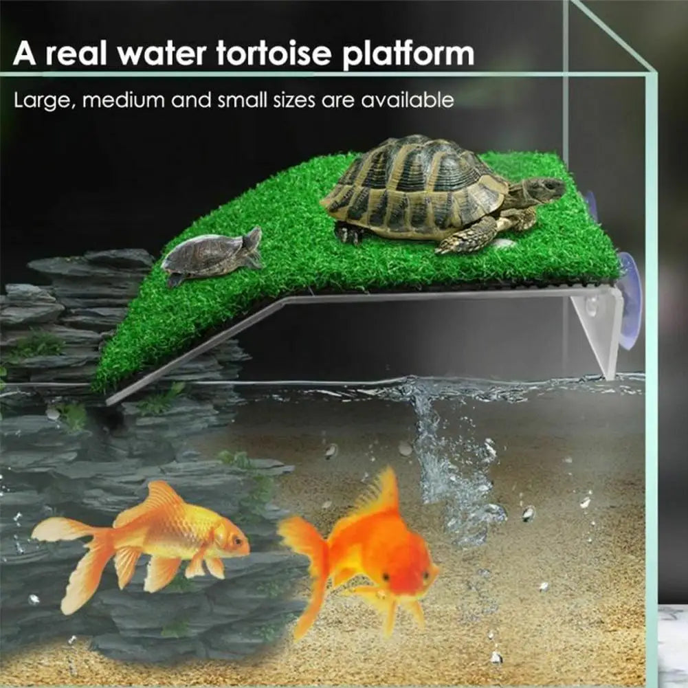 Turtle Basking Platform with Simulation Grass Ramp