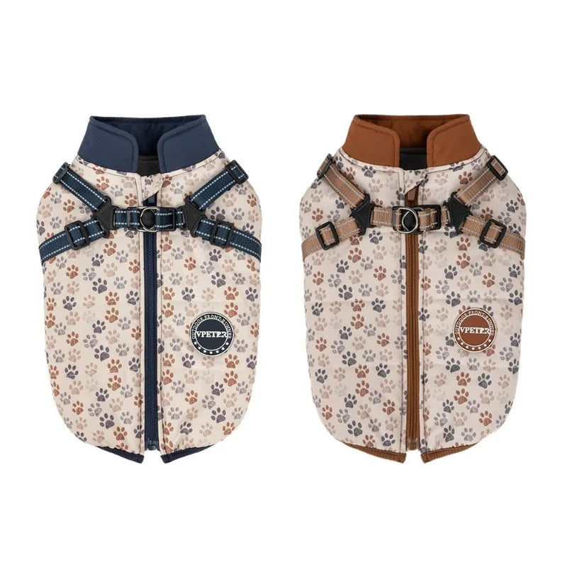 Winter Dog Jacket with Harness - Water Repellent & Reflective