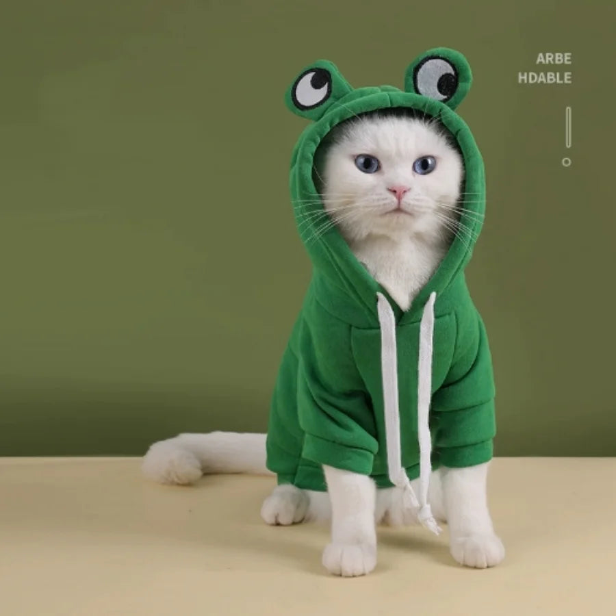 1PC  Cute Frog Design Dog/Cat Hoodie - Winter Warm Pet Hoodie with Velvet
