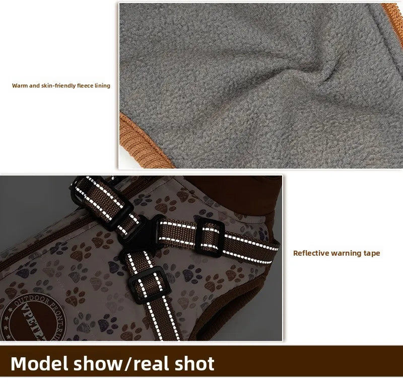 Winter Dog Jacket with Harness - Water Repellent & Reflective